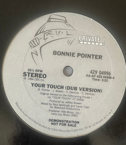 Bonnie pointer promotional 12" single YOUR TOUCH extended version club version and dub version 1984