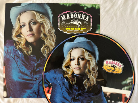 Madonna - MUSIC LP Import picture disc vinyl record with promo Flat and postcard set. (US ORDErS ONLY)