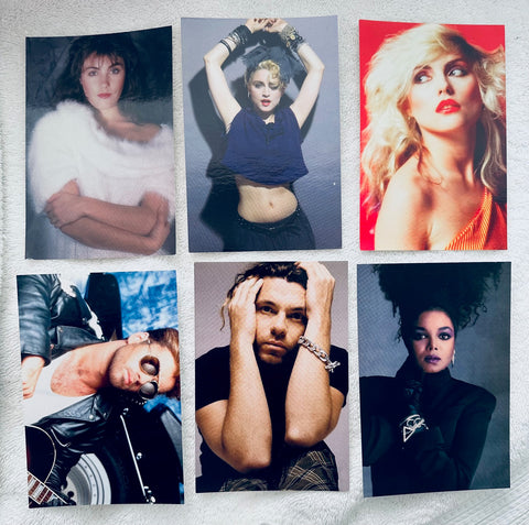 80s  Promotional Cards (set of 6) Madonna, Debbie Harry, Janet, INXS, GM, Laura