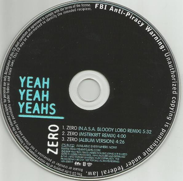 Yeah Yeah Yeahs - ZERO (reMIXES) Promo CD single - Used