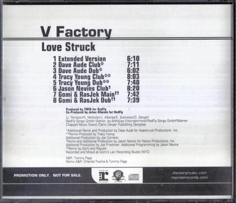 V Factory ‎–  Love Struck (Promo Remix CD single) Used
