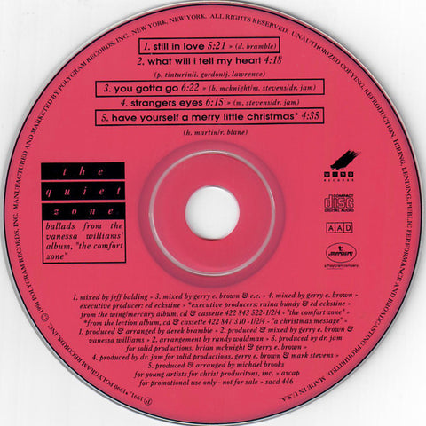 Vanessa Williams - The Quiet Zone (Ballad Promo Collection) CD - Used