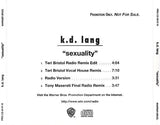 K.D. Lang - Sexuality (Promo remix CD single) Used