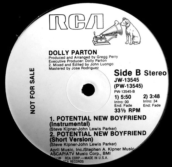 Dolly Parton - Potential New Boyfriend (1983) 12" Disco Single LP (PROMO) Vinyl - Used