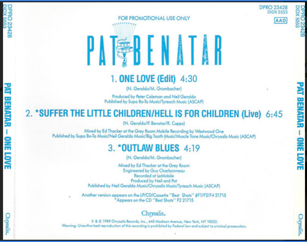 Pat Benatar - One Love (PROMO Only CD single) - Used