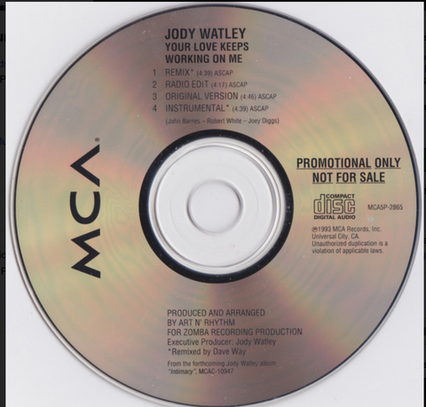Jody Watley - Your Love Keeps Working On Me (PROMO CD Single) Used