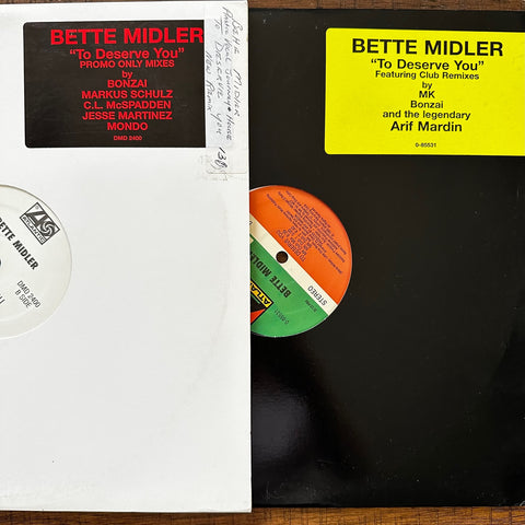 Better Midler - To Deserve You (2 original 90s 12" Remix Vinyl) Promos Used