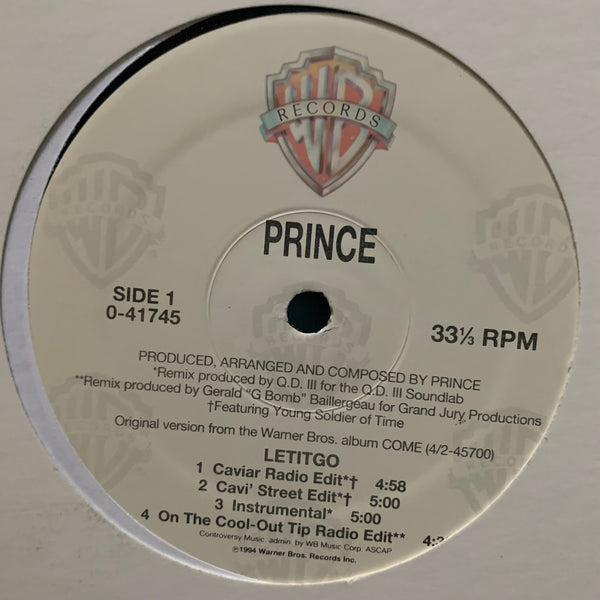 PRINCE - LETITGO (Promo) 12" REMIX LP Vinyl