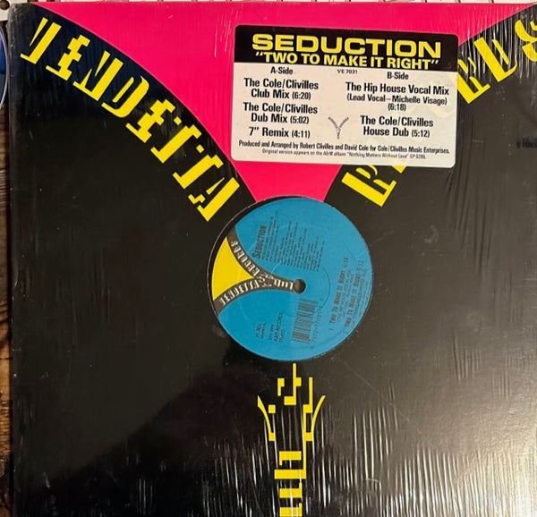 Seduction ft: Michelle Visage -Two To Make It Right - 12" Single LP Vinyl - Used