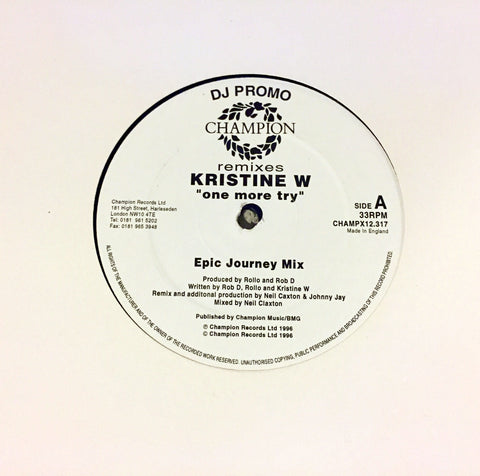 Kristine W.  - One More Try 12" IMPORT (DJ Promo) UK Vinyl