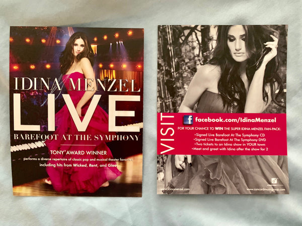 IDINA MENZEL -  2 promo post cards 4x5